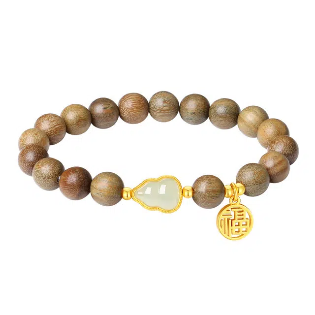 宣华意 福玉葫芦 檀香木佛珠文玩新中式复古优雅手饰#好运 绿檀 手串 女款