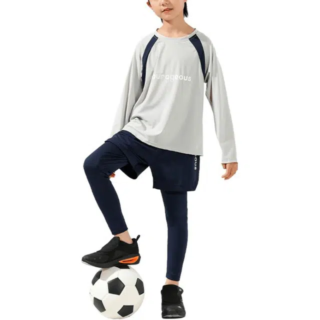 憨憨象 户外训练吸汗速干长袖长裤休闲运动套装青少年