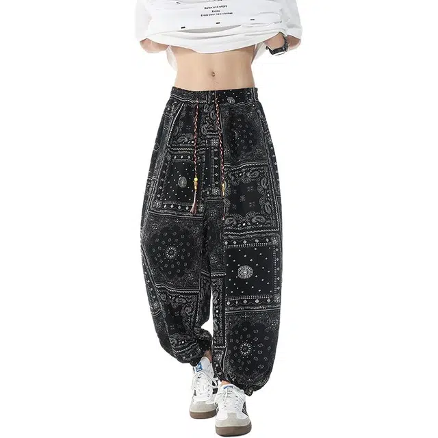 北欧攻略 新中式国风冰丝垂感扎染透气柔软舒适潮流长裤休闲裤 男女同款