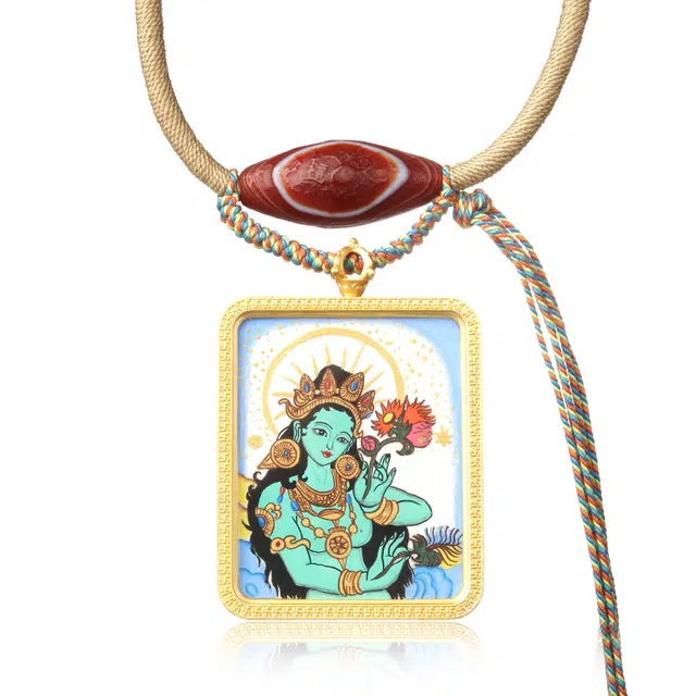喃呢 藏式热贡手绘唐卡绿度母白度母新中式都市文玩国风 合金 项链 男女同款情侣款