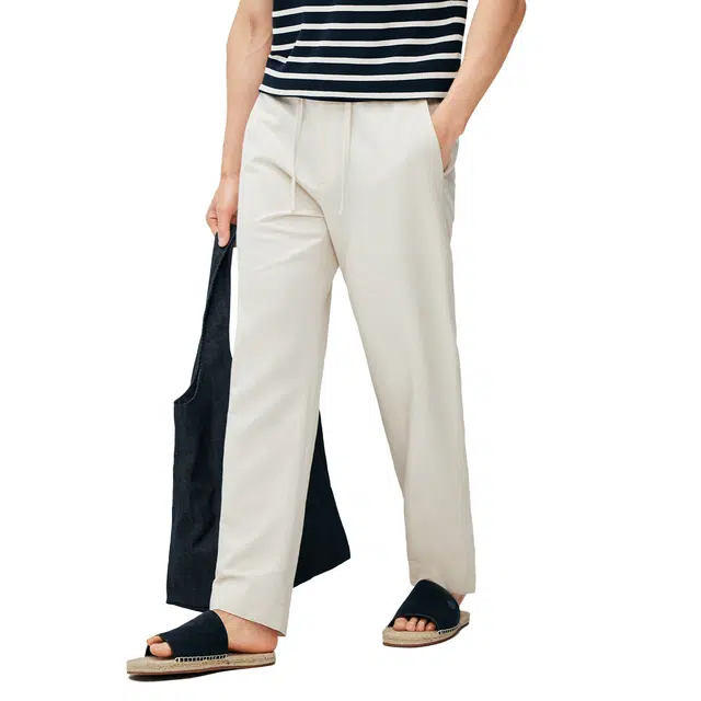 丹宁哲学 丝光亚麻长绒棉面料舒适自然透气直筒休闲裤 男款