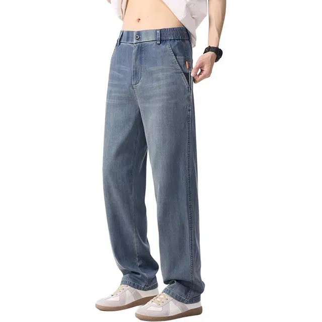 隐狼世家 薄款宽松直筒美式潮牌休闲牛仔裤 男款