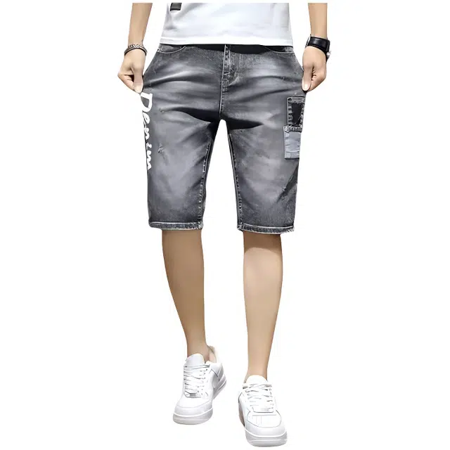 木木兔 复古男士简约设计运动风格五分裤牛仔短裤 男款