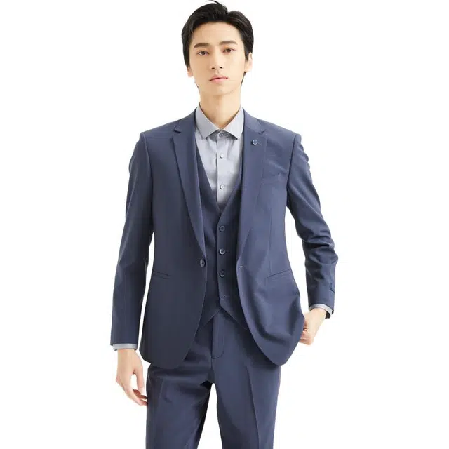 利郎 商务春季休闲纯色平驳领标准正装礼服长袖西装 男款