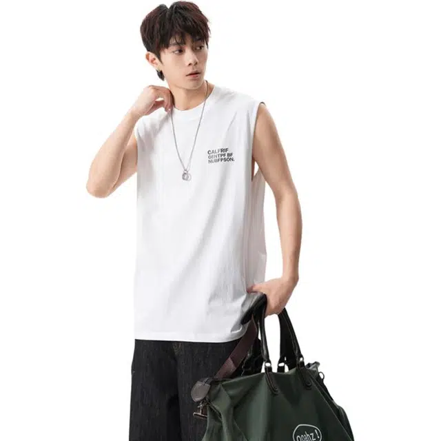 佐菲利 圆领美式潮牌印花宽松坎肩夏季无袖背心 男女同款