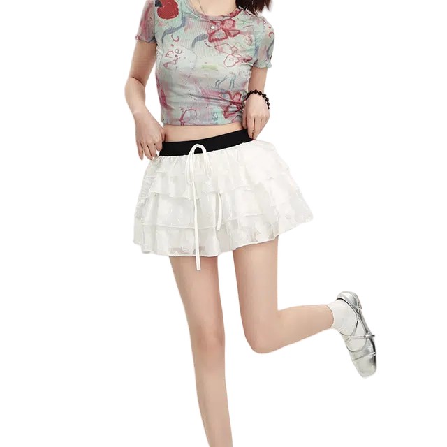 北极绒 宽松适中高腰休闲短裙 女款 白色