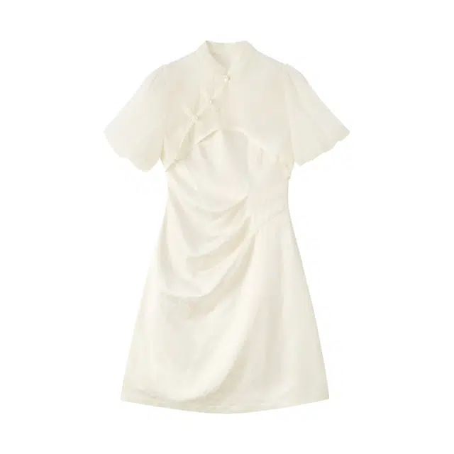 森马 中国风中腰圆领套头短袖连衣裙 女款