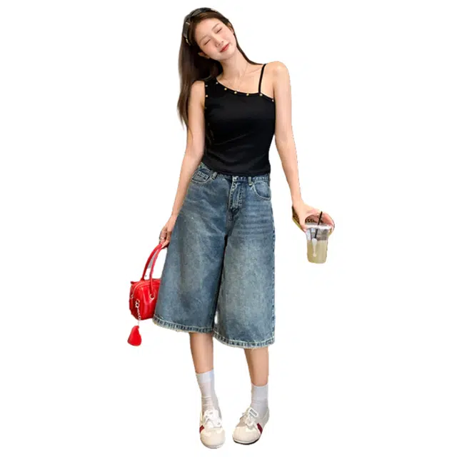 柏黛妃 斜肩不规则修身简约舒适背心 女款