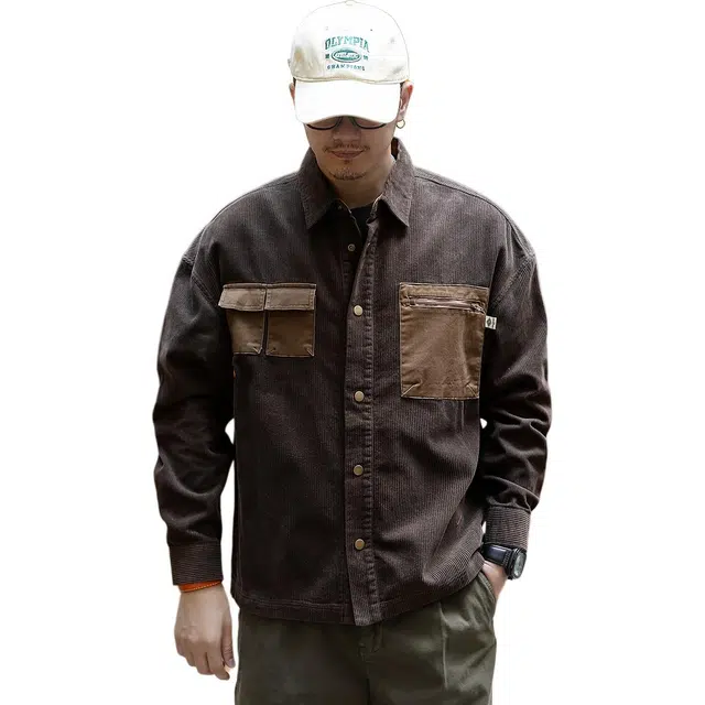 格蓝鹿 潮牌休闲美式复古宽松长袖衬衫 男女同款