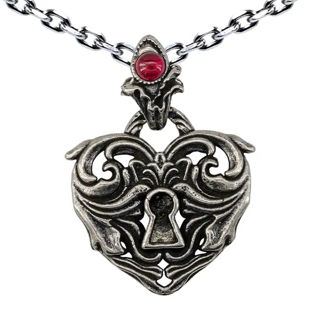 白木黑冰 心锁 新中式时尚潮流原创小众复古设计高级感 礼盒 银合金 水晶 项链 男女同款情侣款