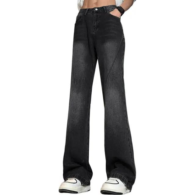 巴塞罗那足球俱乐部 美式复古微喇弹力百搭长裤牛仔裤 男女同款