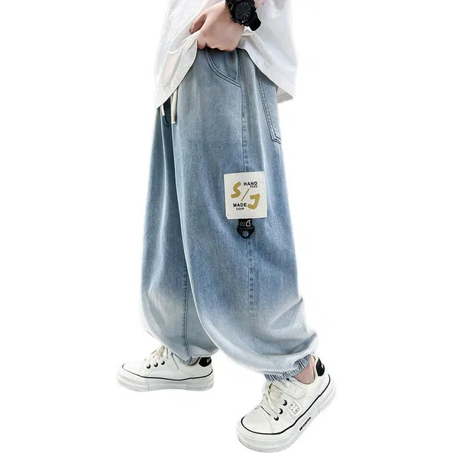 泰迪珍藏牛仔裤 防蚊夏装薄款宽松韩版长裤 青少年