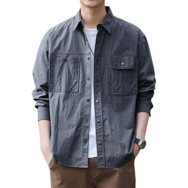 格蓝鹿 潮流美式复古高街日常百搭长袖衬衫 男女同款