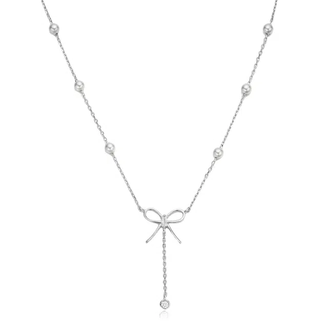 希遇 国潮优雅蝴蝶结流苏气质 轻奢小众简约设计感高级 合金 项链 男女同款情侣款