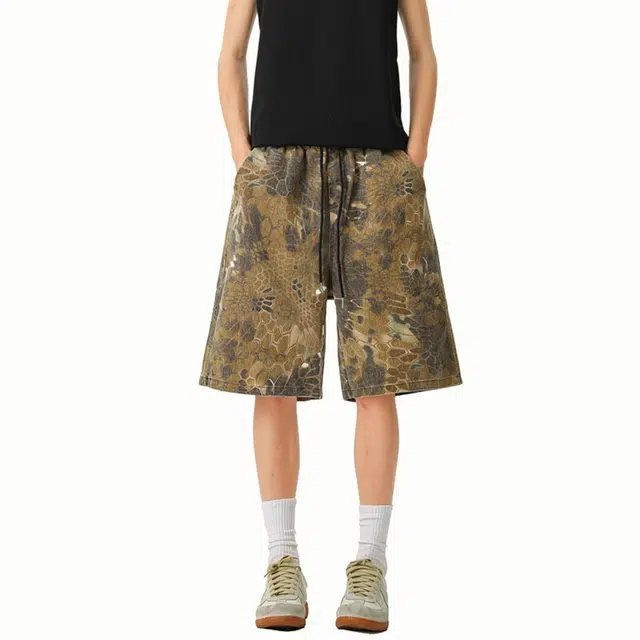 颂希尔 美式高街宽松潮牌五分百搭个性舒适休闲短裤 男女同款 迷彩色