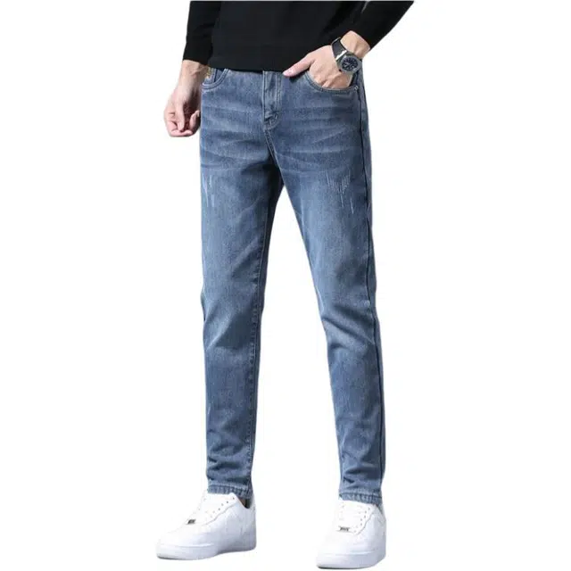 宝米卡 夏季修身弹力裤子直筒休闲长裤子牛仔裤 男女同款