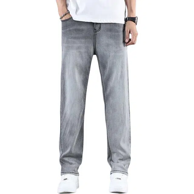 宝米卡 潮牌宽松垂感美式高街直筒裤牛仔裤 男女同款