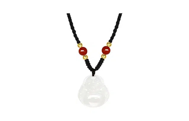 百利金 弥勒佛 国潮复古新中式平安转运顺遂如意简约精致轻奢百搭小众设计转运珠吊坠锁骨链 玉髓 项链 男女同款情侣款