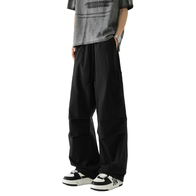 敦煌博物馆 美式高街直筒宽松防水纯色基础可拆卸腰包百搭户外运动工装裤 男女同款