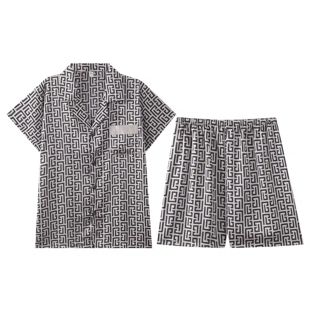 向薇 冰丝薄款翻领短袖短裤青年学生可外穿家居服睡衣套装 男款