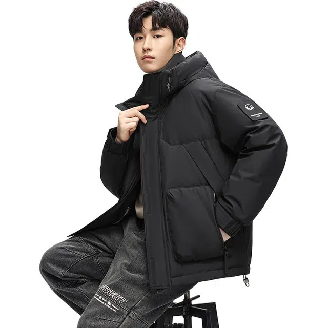 鸭鸭 休闲百搭短款时尚加厚鸭绒羽绒服 男款