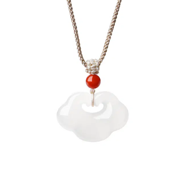 周百福 如意平安锁 新中式国潮 精致百搭 吉祥如意平安顺遂 简约小众轻奢时尚通勤百搭高级感#好运 玉髓 玉石项链 男女同款情侣款