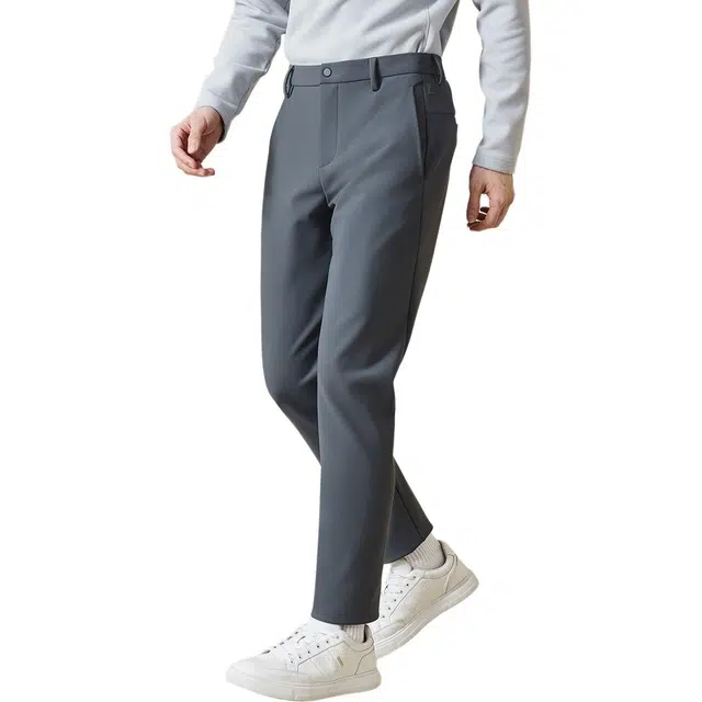 利郎 远红外保暖侧缝插袋商务纯色弹力舒适弹力极简风质感百搭休闲裤 男款 灰蓝
