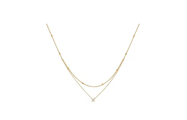 克拉日记 极简精美单钻小双层锁骨链轻奢气质锁骨链锦鲤事业招财健康平安桃花小众设计礼盒装 合金 项链#好运研究院 女款