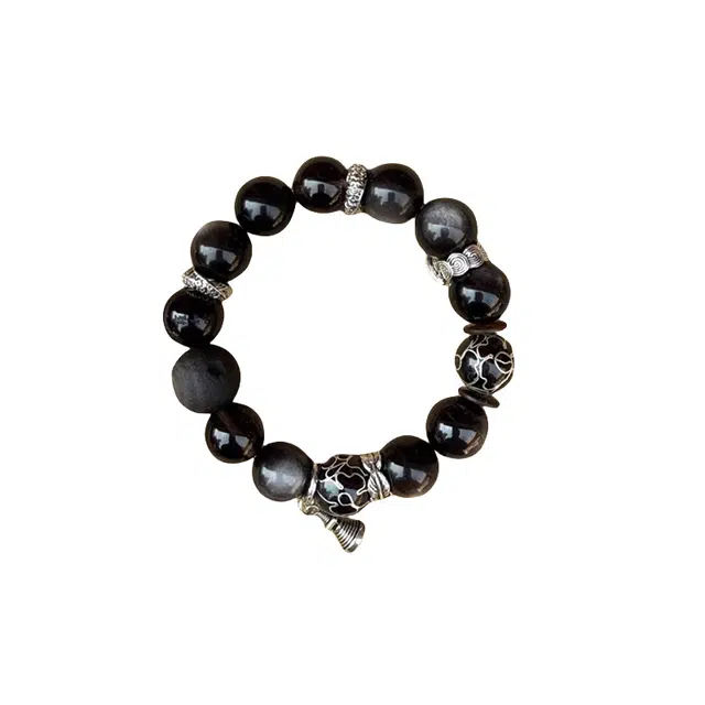 子婳 文玩招财转运事业有成平安顺逐精致复古国潮民族风高级感#好运 黑曜石 手串 男款