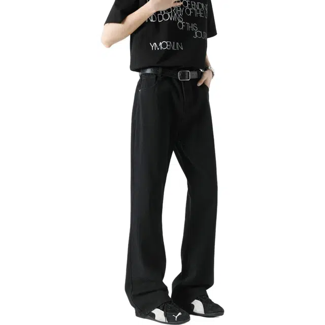 颂希尔 美式高街宽松直筒长裤时尚潮流百搭简约牛仔裤 男女同款