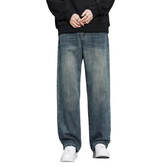【dme】 美式时尚百搭基础款宽松阔腿牛仔裤 男款 复古蓝