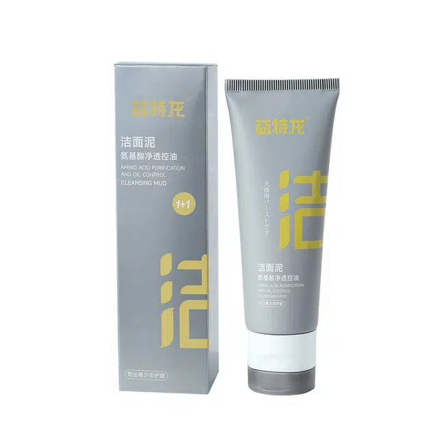 益特龙 氨基酸净透控油洁面泥+水杨酸细致毛孔霜 保湿补水控油 深层清洁温和无刺激清爽不油腻火山泥的有效控油抗痘去黑头