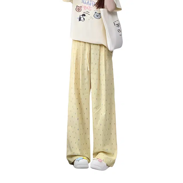 识恩 波点裤子女夏季薄款冰丝垂感多巴胺阔腿山本裤休闲裤 女款