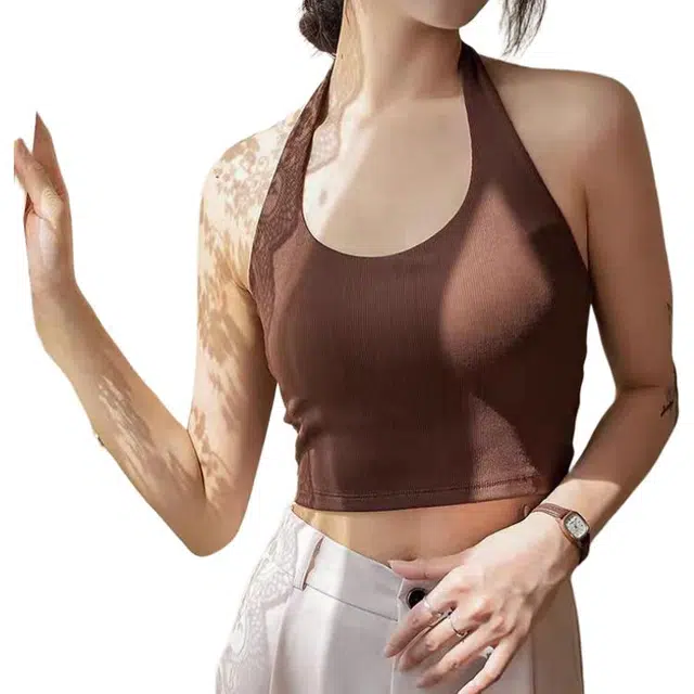 浪莎 挂脖带胸垫文胸一体外穿简约背心 女款