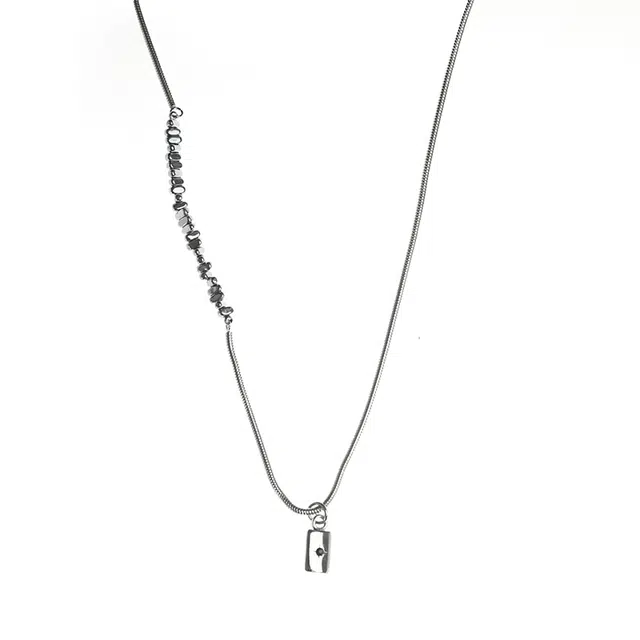 暖瞳 复古质感不规则拼接碎银蛇骨小众个性酷帅简约气质锁骨链百搭 钛钢 项链 男女同款情侣款