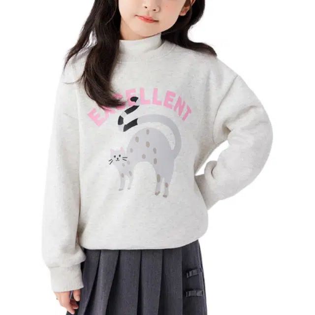 左西 加绒字母保暖长袖卫衣 白麻灰 中小童