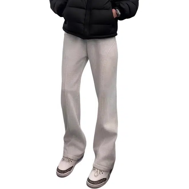 黑马漫画 斜切微喇修身卫裤夏季薄款垂感直筒裤子美式休闲裤 男女同款