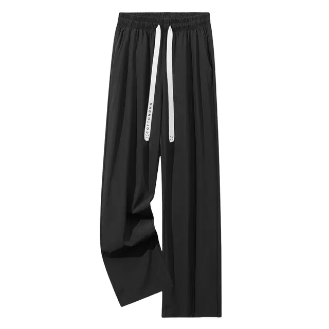 棉基因 冰感纯色基础款速干垂感运动裤美式系带直筒拖地休闲裤 男女同款