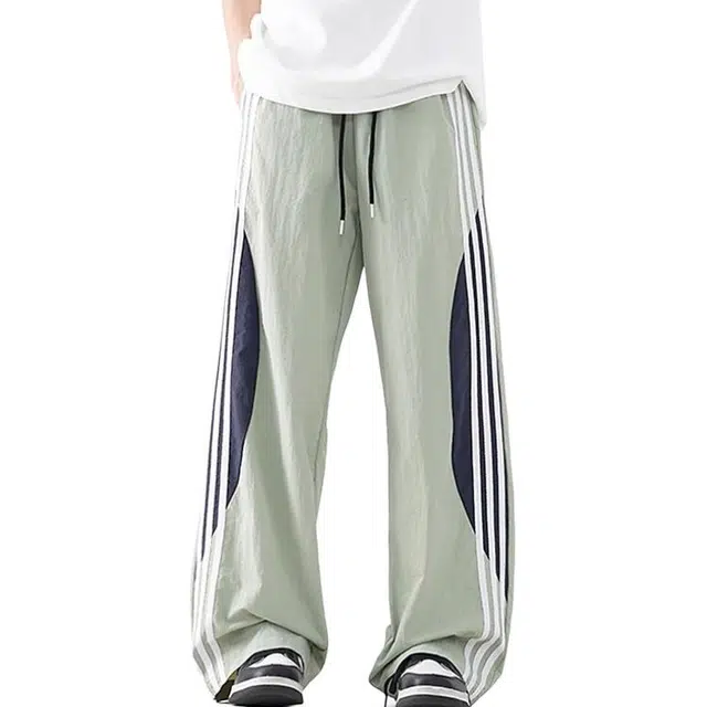 沐诚阳译 多巴胺速干工装裤夏季薄款潮牌宽松复古高街三条杠伞兵长裤子休闲裤  男女同款