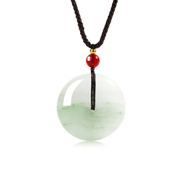 陌阡雪 国潮复古平安喜乐招财纳福青山黛高级感典雅福运如意佩 天山翠 玉石项链 男女同款情侣款