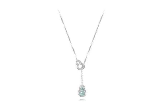 牧言 福禄双葫芦 清冷气质复古简约小众设计高级感 光面立体闪耀镂空葫芦流苏双色锁骨链 琉璃 项链 女款