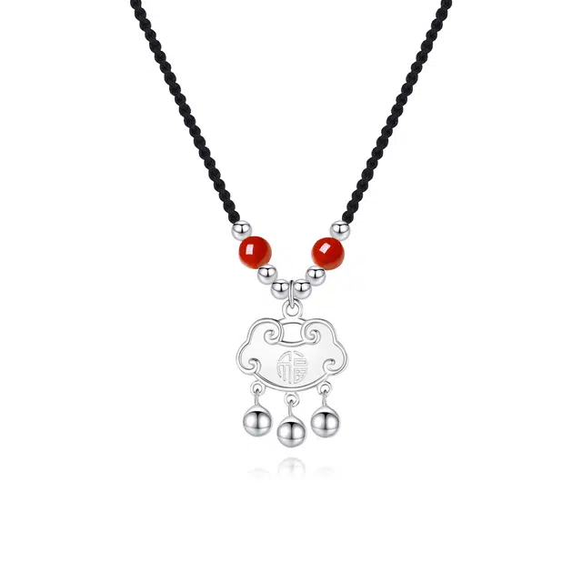 【999足银纯银心想事成 】 七好美银 平安锁国潮新中式纳福精致轻奢小众简约吉祥副锁吊坠时尚百搭#好运 首饰 项链 男女同款情侣款