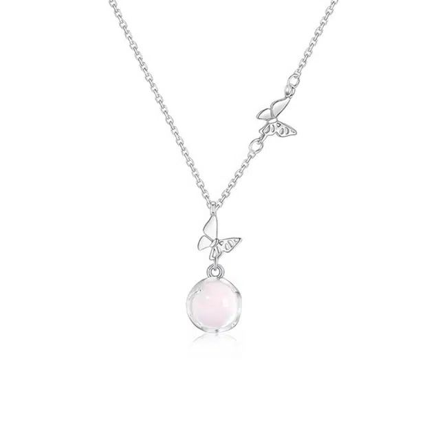 【S999足银|招财招桃花玄学】六桂福珠宝 白月光荔枝冻 财运蝴蝶连理枝清透少女心氛围感新中式气质小众 福韵金 好运 玉髓 玉石项链 女款