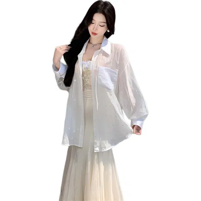 缪斯的诱惑 外套设计感衬衣外搭防晒开衫上衣长袖衬衫 女款 白色