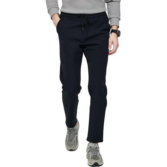 与狼共舞 四面弹力内里保暖柔软亲肤通勤百搭休闲裤 男款