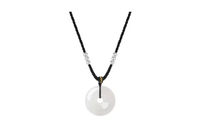 尚银福 平安扣 新中式国潮手工编织绳可调节平安扣锁骨链 玉髓 玉石项链 男女同款情侣款