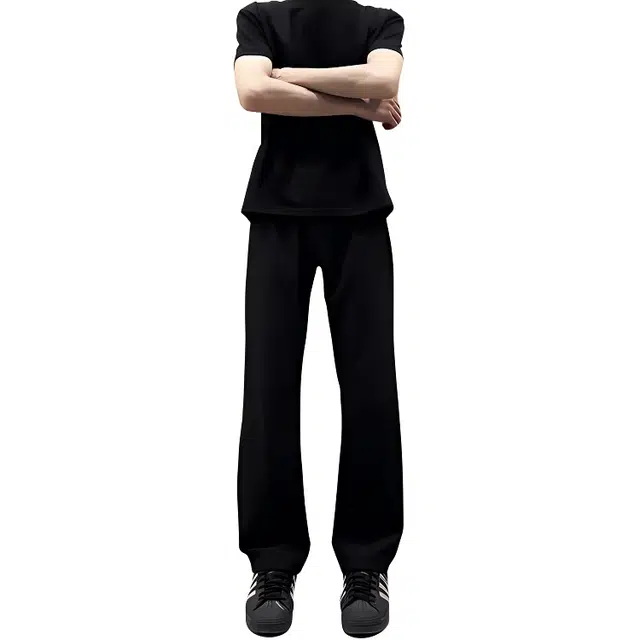 单爵 黑色冰丝男夏季薄款高个子加长款直筒休闲裤 男女同款