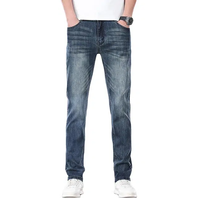 炳盛 高端薄款合体直筒弹力休闲长裤牛仔裤 男女同款