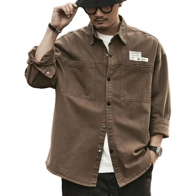 格蓝鹿 山系休闲日系复古高级感日常通勤长袖衬衫 男女同款