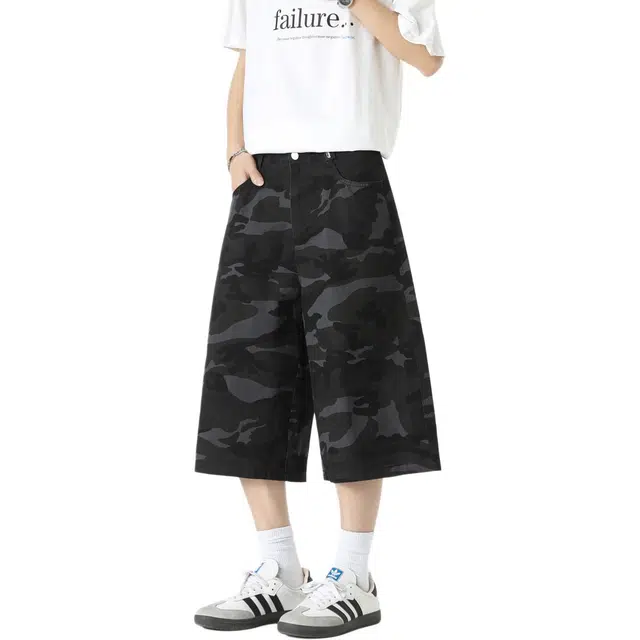 敦煌博物馆 美式复古水洗潮流迷彩宽松通勤舒适百搭休闲短裤 男女同款